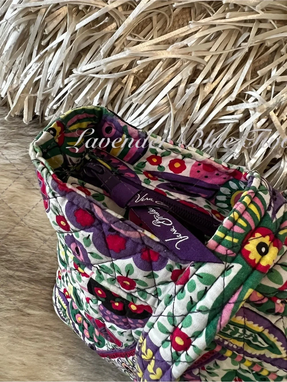 VERA BRADLEY Viva La Vera 2011 Mandy Tote Purple Green Zipper Pockets Y2K Floral